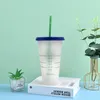 Amazon 24oz BPA Gratis färgbyte Vattenflaskor Tumbler Modig PP Kaffe Plastflaska Tumbler
