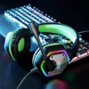 EKSA E1000 USB bekabelde gaming-hoofdtelefoon 71 Virtual Surround professionele gaming-headset met microfoon LED-licht voor pc Groen grijs6884328