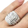 2020 voll Bling Kristall Zirkon Hochzeit Ringe Für Frauen Zirkonia Silber Farbe Große Verlobung Ring255P