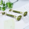 Dubbelhuvud Naturlig Jade Roller elliptisk Massager Eye Face Neck Facial Slimming Tunn Face Skönhet Hälsovård Verktyg Massage Roller HHE1377