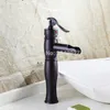 Rubinetti per bagno neri Miscelatore per lavabo caldo e freddo Rame Bronzo Rubinetti per lavabo alto Rubinetti per lavabo ZR294 montato su piattaforma