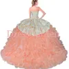 Sweetheart 완전 자수 Charra Insignia Quinceanera 드레스 멕시코 메달리온 및 주름진 데뷔 팬티 볼 가운 분리형 Bowknot