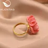 Wedding Rings XlentAg Anime Red Coral Flower For Women Lovers Adjustable Angle Ring Party Gift Boho Jewellery Pierscionki GR02231