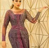 Avondjurk Yousef Aljasmi Kendal Jenner Dames Kleed Kim Kardashian Mermaid O-Neck Shede Purple Long Sleeve