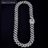 15mm Iced Out Prong Miami Curb Cuban Link Chains Necklaces Ctystal Full Rhinestones Hip Hop Jewelry Necklace for Mens Chain