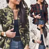 Women Camouflage Jackets Red Plaid Falbala Drape Coats Long Sleeve Print Overcoat Fashion Designer Neck Coat with Stitching Zipper LSK1223