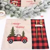 Kerstdecoraties kerstboom rode truck placemats tafel mat winter buffel plaid placemat dineren huis kerstmas tafel decoratie w-00288