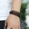 Charm Bracelets Diffone Trendy Mens Leather Bracelet Handmade Braided Multi Layer Wrap Braslet Homme Punk Male Accessories Present For Boyfr