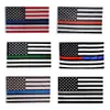 90*150cm American Flag Blue Black Line Stripe Police Flags Red Striped USA Flag With Star Banner Flags HHB1566