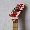 Schneller Versand innerhalb von 48 Stunden/Eddie Van Halen 5150 Rote E-Gitarre/Weißer schwarzer Streifen/Floyd Rose Tremolo-Brücke/Kostenloser Versand