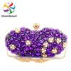 Ruby Red Diamond Flower Clutch Minaudiere Women Crystal Evening Bags Wedding Cocktail Party Purses and Handbags 200919