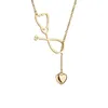 Rvs Stethoscoop Ketting Nieuwe Mode Medische Sieraden Legering I Love You Hart Hanger Ketting voor Vrouwen