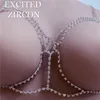 European and American sexy bling rhinestone bra body chain woman fashion romantic exquisite crystal bikini gift chest chain253V
