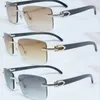 Black Buffalo Horn Solglasögon Herr Fashion Square Rimless Designer för män Solglasögon 2021 Luxury Eyewear Woman Gafas de Sol Decoration