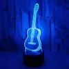 3D Illusion Light Guitar Led Night Lights Sette colori modificabili Touch Remote Control Atmosphere Light Regalo di Natale Piccole lampade da tavolo