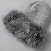 Beanie/Skull Caps FS 2021 Dames echte Rex Fur Hats Winter Skullies Beanies Warm zacht gebreide hoed Echte wasbeer Pompom -ontwerper Bonnets1