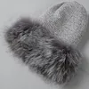 Beanie/Skull Caps FS 2021 Women Genuine Rex Fur Hats Winter Skullies Beanies Warm Soft Knitted Hat Real Raccoon Pompom Designer Bonnets1