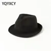 Ull fedora hatt höst vinter hattar för kvinnor män unisex flanging mode jazz cap filt hattar topp vintage damer röd svart