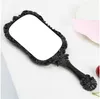 Plastic Black White Mirror Retro Square Handle Butterfly Lace Makeup Mirrors Portable Compact Household Decoration 1 75km G2