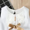 Bow Infant Baby Girls Flower Dresses Christening Gowns Newborn Babies Baptism Clothes Princess Birthday White Baby Girls Dress9034013
