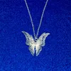 Silver Plated Hollow Butterfly Necklace Crystal Pendants with Chain Fashion Jewelry for Women will and sandy drop ship