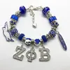 패션 DIY Crystal Big Hole Beads ZPB Bangle Greek Letter Society Zeta Phi Beta Sorority Jewelry Bracelet302n