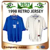 1998 ワールドカップレトロバージョンイタリアサッカーユニフォーム BAGGIO R 98 VIERI DEL PIERO MALDINI サッカーシャツアウェイ ZOLA MORIERO MATTEO サッカーユニフォーム