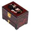 Laccerware الصينية صندوق خشبي مع قفل الديكور تخزين 3 طبقة الزفاف هدية مجوهرات مربع درج سحب ماكياج ووتش القضية