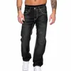 Uefezo calças jeans masculinas 2020 outono estiramento solto em linha reta de fitness calças jeans masculinas motocycle biker jeans calças compridas cowboys266z