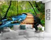 Papel tapiz de paisaje 3d personalizado Puente de madera romántico con hermoso paisaje forestal Impresión digital HD Papel tapiz a prueba de humedad