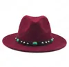 Новые женщины Широкий Брим Wool Felt Джаз Fedora Шляпы Панама Стиль дамы Trilby Gambler Hat Fashion Party Cowboy Зонт Cap