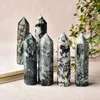 10 sztuk Naturalny Moss Agat Single Fingined Towers Wand Healing Crystal Obelisk Reiki Mineral Gem Kwarcowy Point Wicca Decor Strona główna Feng Shui Art