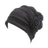 Feminino sólido plissado cabeça envoltório perda de cabelo quimioterapia boné confortável câncer chapéu padrão flor gorro estilo ocidental macio casual11624805