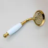 KEMAIDI Brass Handle Rain Spray Water Saving Head For Bathroom Accessories Gold Shower Hose Plastic White 200925