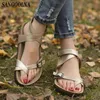 Sandalen Damen, flache Schuhe, offene Zehen, atmungsaktiv, Strandsandalen, Rom, Schnallenriemen, flache Schuhe, sexy Damen-Drop-Shop