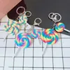 Anahtarlık simülasyonu gökkuşağı lolipop anahtarlık kız sevimli şeker renk yuvarlak araba anahtarlık anahtar tutucu reçine zinciri çocuklar hediye llaveros1