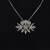 Hanger kettingen drievoudige halve maan maan met pentagram ketting sigil van spirit heidense sieraden wiccan gotische ketting15849834