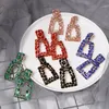 Hela ZA Ny Long Metal Hollowedout hängande färgglada kristaller dinglar droppörhängen fina smycken tillbehör för kvinnor2894622