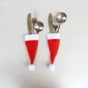 Vente chaude Père Noël Noël Mini Chapeau Dîner Intérieur Cuillère Fourchettes Porte-Couverts Décorations Ornements Fournitures De Noël Party Favor DBC BH4040