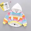 Filles Designer Mode Hoodies Marque Vente Chaude Enfants Oreilles De Lapin Sweats Enfants De Luxe Stripe Splicing Hoodies Vêtements LY089