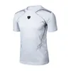 マンスポーツソリッドカラーフィットネスシャツTシャツ通気性のある速乾性ストレッチトップスTシャツクールジム服
