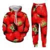 Новые мужчины / женские вкусные фрукты смешные 3D печать моды спортивные трексеи хип-хоп штаны + толстовки F06