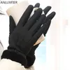 Перчатки женщины зимние плюшевые толстые ветрозащитные теплые варежки осень открытый приводной сенсорный экран корейский бантик модный ручной MUFF1