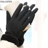 Guanti Donna Inverno Peluche Guanti caldi antivento spessi Autunno Guida all'aperto Touch Screen Bowknot coreano Manicotto alla moda1