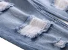 Mäns Jeans Street Style Mens Brand Tvättade Rippade Denim Byxor Med Hål Strechy Homme Skinny