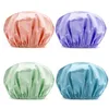 4pcs نساء مقاوم للماء ساتين إيفا مبطن حمام دش قبعة حماية الشعر غطاء bonnet5925362