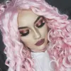 New Style Kinky Curly Lace Front Wig Pink Brazilian Full Wig Synthetic Hair Wig Heat Resistant for Black Women