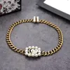 2020 nuevo estilo retro colgante collar simple moda desenfadada cadena gruesa carta collar de perlas accesorios de joyería de alta calidad fiesta de regalo