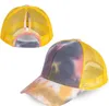 Kucyk czapka z daszkiem 7 kolorów Unisex roztrzepany kok czapki Tie Dye Snapbacks Casual osłona przeciwsłoneczna kapelusz na zewnątrz Tie Dye czapki z kulkami GD653
