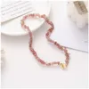 Women Fashion Bracelet Necklaces 2020 New Strawberry Crystal Beading Sweet Elegant Pendant Chokers Necklaces Statement Jewelry Accessories